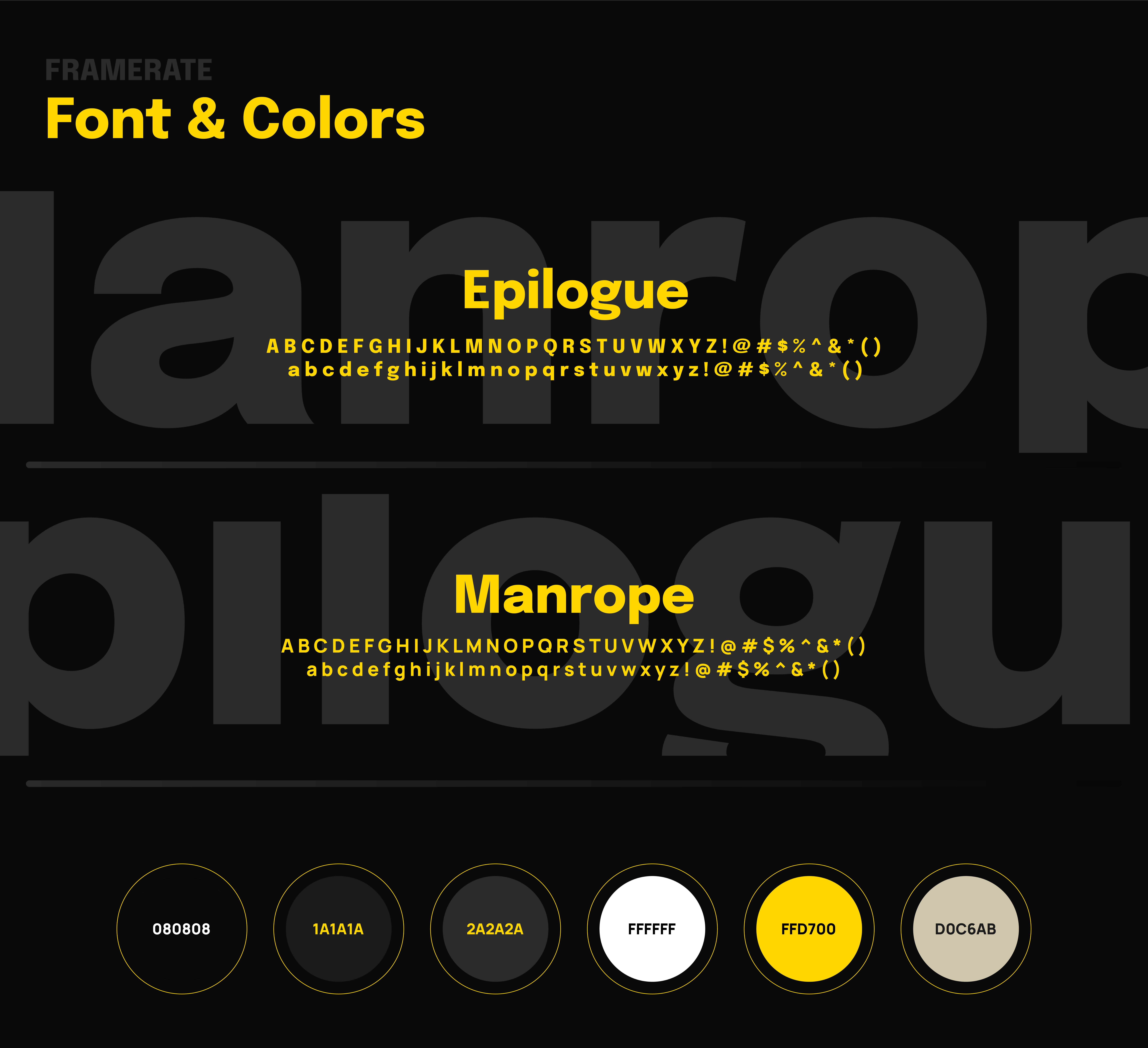 Frame Rate — font and color reference